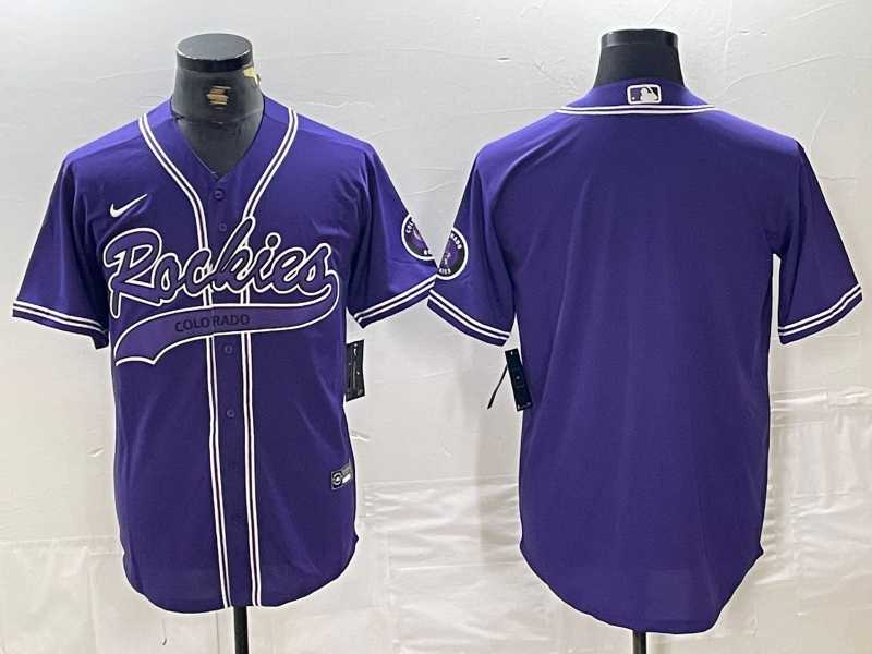Men%27s Colorado Rockies Blank Purple With Patch Cool Base Stitched Baseball Jersey->houston astros->MLB Jersey